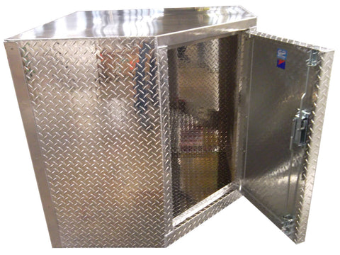 Garage Cabinet - Corner - Deluxe - Diamond Plate Aluminum