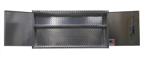 Overhead Garage Storage Cabinet - 4 Foot - Deluxe - Diamond Plate Aluminum