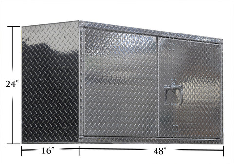 Overhead Garage Storage Cabinet - 4 Foot - Deluxe - Diamond Plate Aluminum