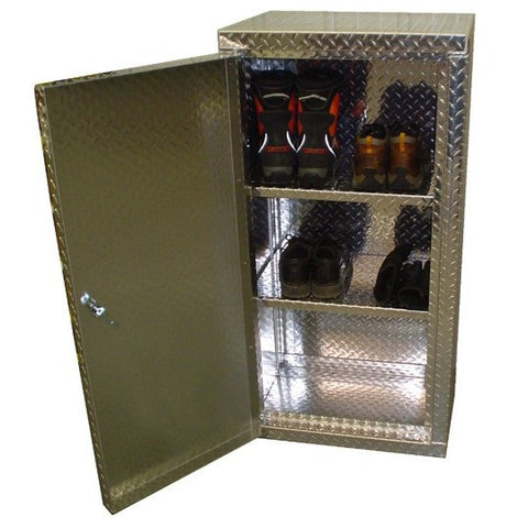 Garage Shoe Cabinet - Diamond Plate Aluminum