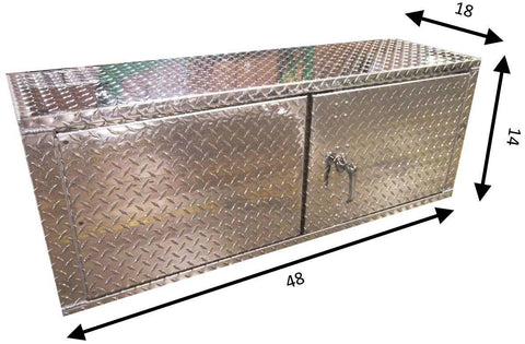 Overhead Garage Cabinet - 4 Foot - Deluxe - Diamond Plate Aluminum