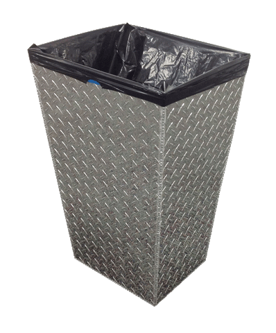 Garage Trash Can - Diamond Plate Aluminum