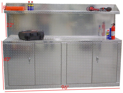 Garage Cabinet Combo, 8 Foot Base Cabinet with Overhead Shelf - Deluxe