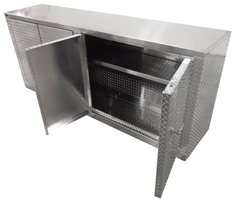 Garage Cabinet - 8 Foot - Deluxe - Diamond Plate Aluminum