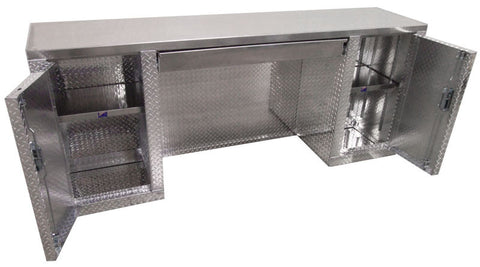 Garage Cabinet - 8 foot - with Drawer - Deluxe - Diamond Plate Aluminum