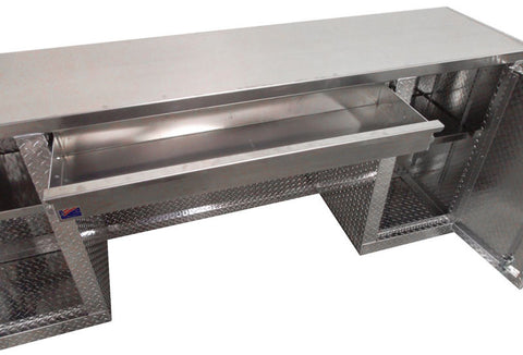 Garage Cabinet - 8 foot - with Drawer - Deluxe - Diamond Plate Aluminum