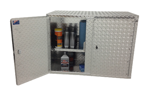 Overhead Garage Cabinet - 48 Inch - Diamond Plate Aluminum
