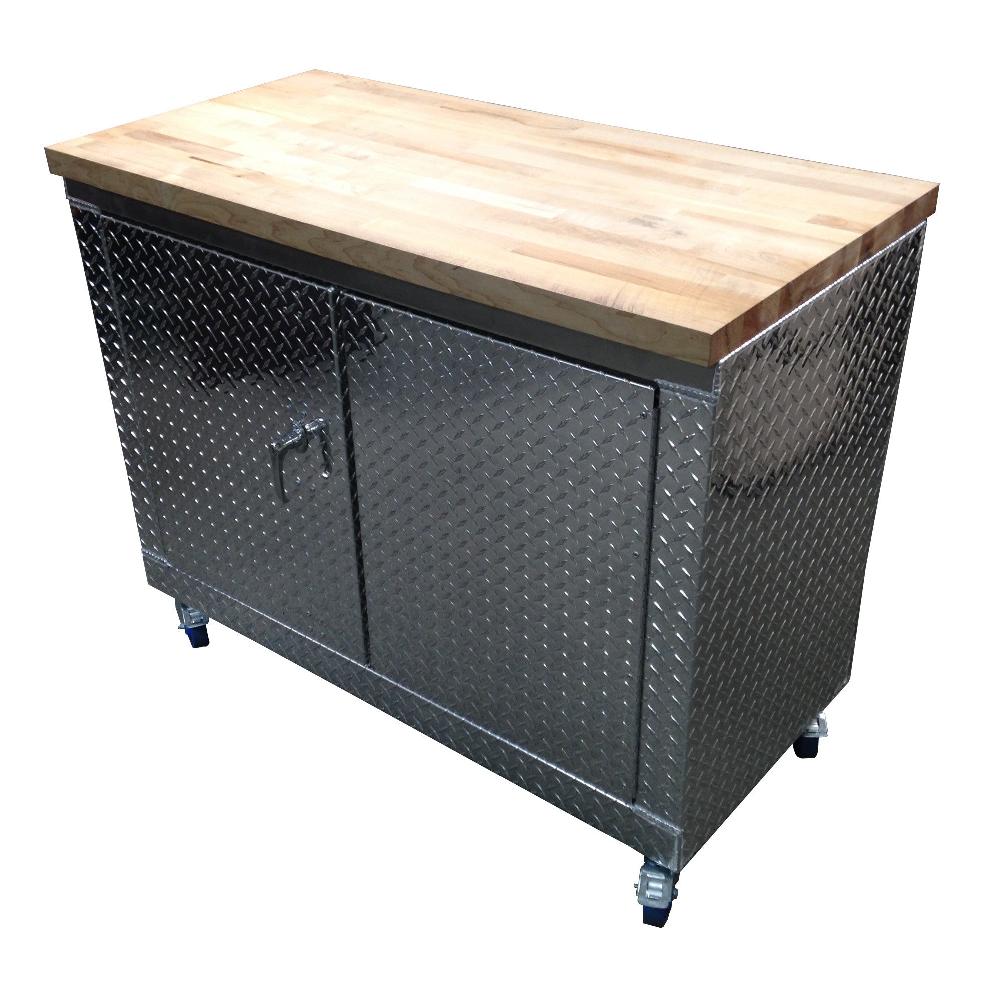 Rolling Garage Workbench - Storage Cabinet - 4 Ft - Diamond Plate Alum
