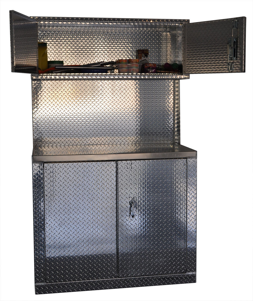 Garage Cabinet Combo, 4 Foot Base Cabinet with Overhead Cabinet - Deluxe