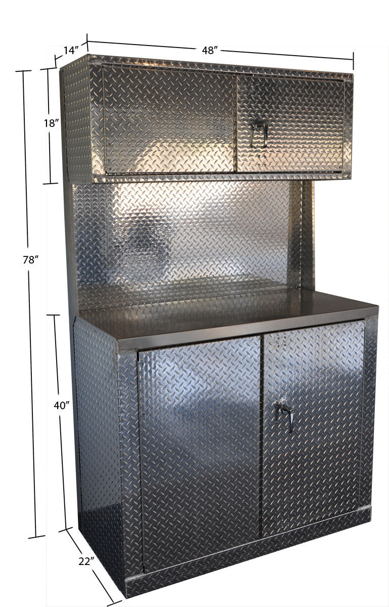 Garage Cabinet Combo, 4 Foot Base Cabinet with Overhead Cabinet - Deluxe