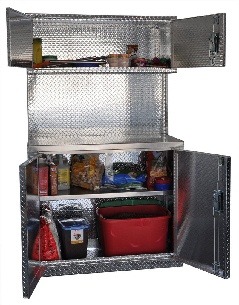 Garage Cabinet Combo, 4 Foot Base Cabinet with Overhead Cabinet - Deluxe