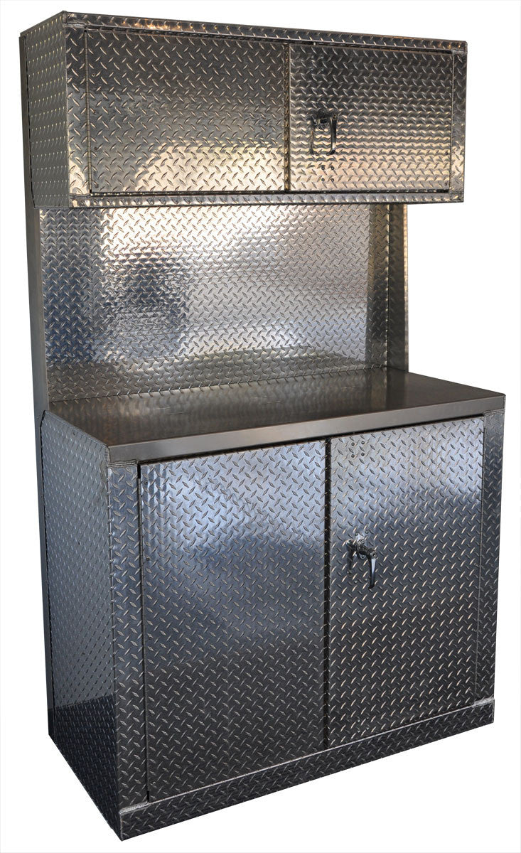 Garage Cabinet Combo, 4 Foot Base Cabinet with Overhead Cabinet - Deluxe