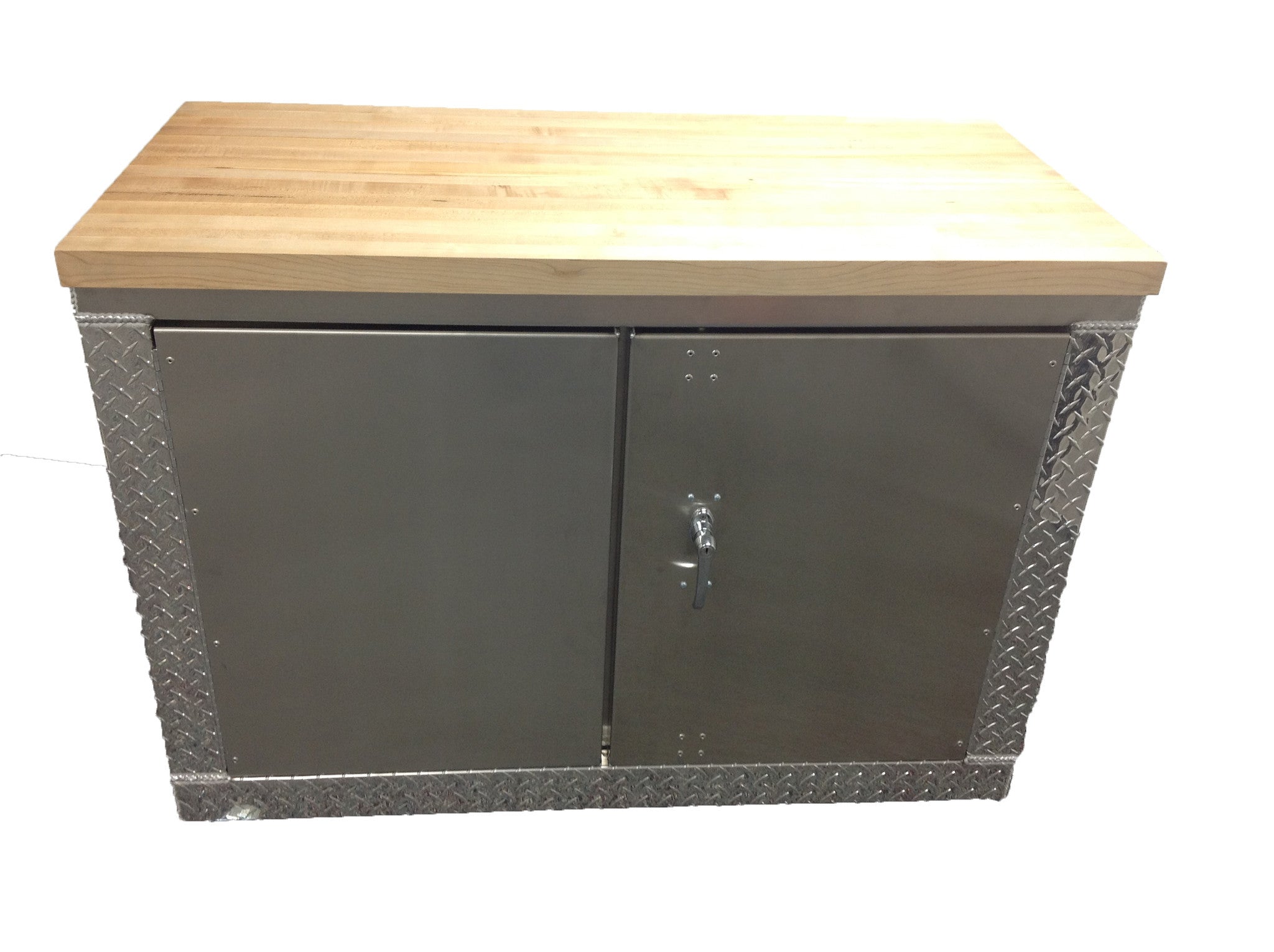 Garage Cabinet - 4 Foot - Deluxe - Diamond Plate Aluminum