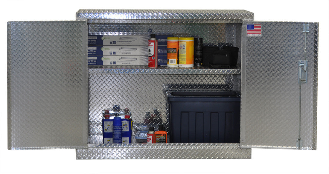 Garage Cabinet - 4 Foot - Deluxe - Diamond Plate Aluminum