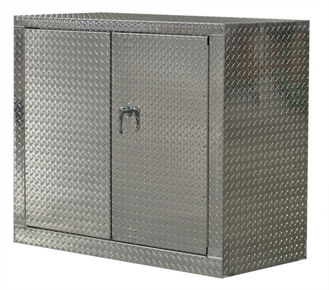 Garage Cabinet - 4 Foot - Deluxe - Diamond Plate Aluminum