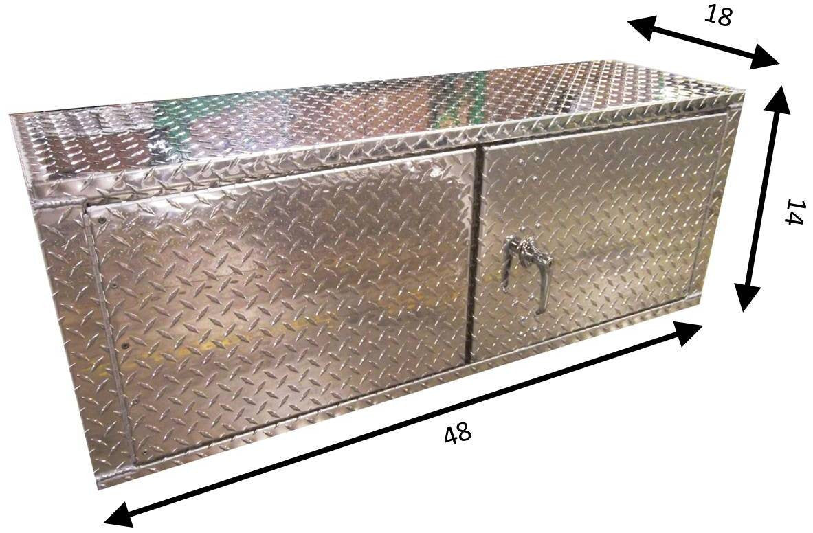 Overhead Garage Cabinet - 4 Foot - Deluxe - Diamond Plate Aluminum