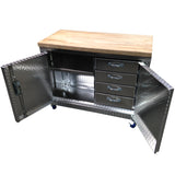 Rolling Garage Workbench - Storage Cabinet - 4 Ft - Diamond Plate Aluminum