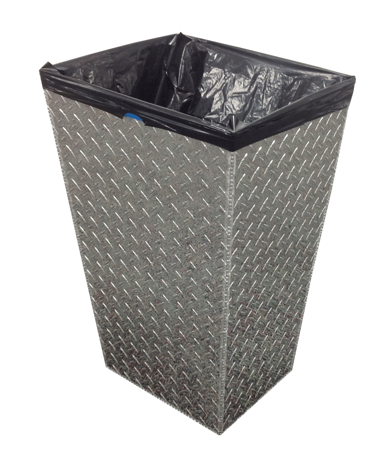 Garage Trash Can - Diamond Plate Aluminum