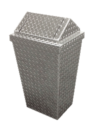 Garage Trash Can - Diamond Plate Aluminum