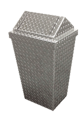 Garage Trash Can - Diamond Plate Aluminum