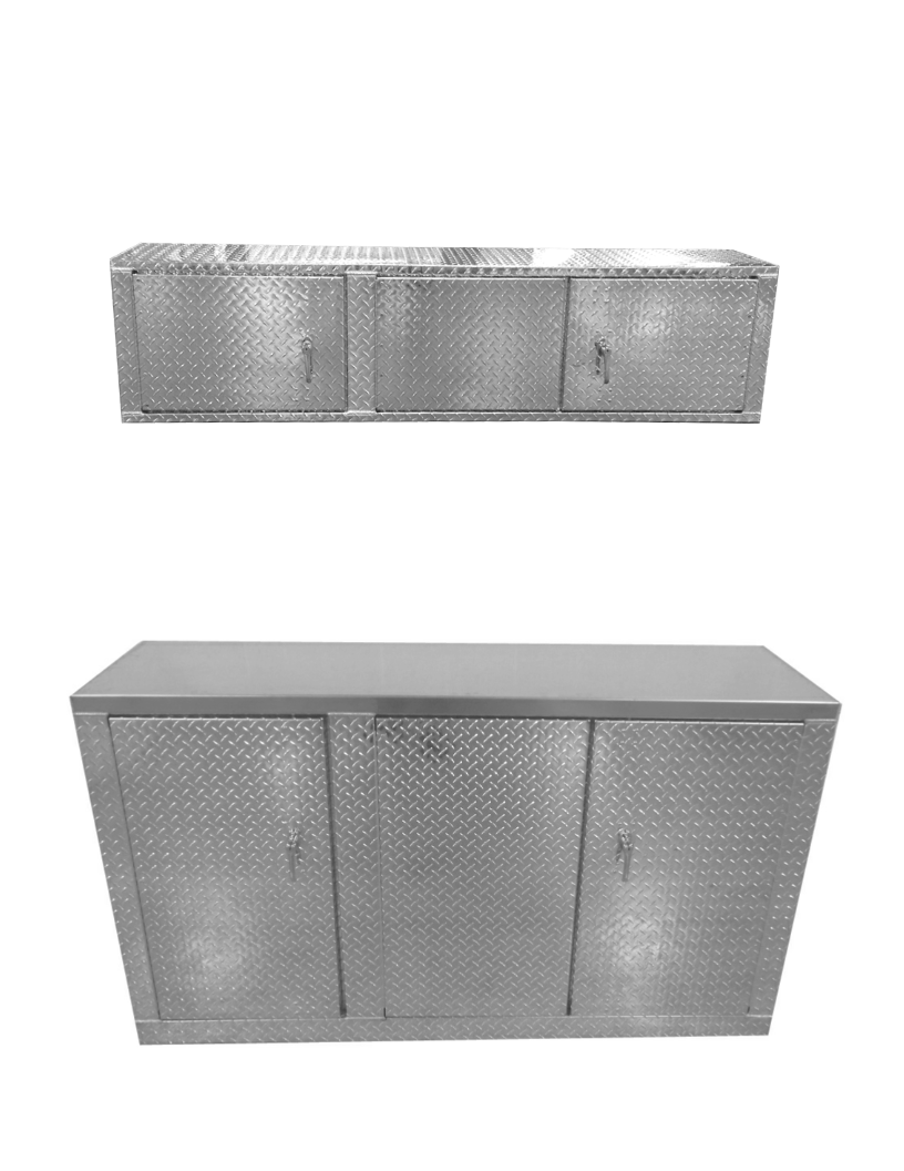 Garage Cabinet Set, 6 Foot -Deluxe Base Cabinet with Overhead Cabinet