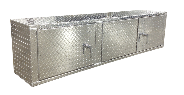 Overhead Garage Cabinet - 6 Foot - Deluxe - Diamond Plate Aluminum