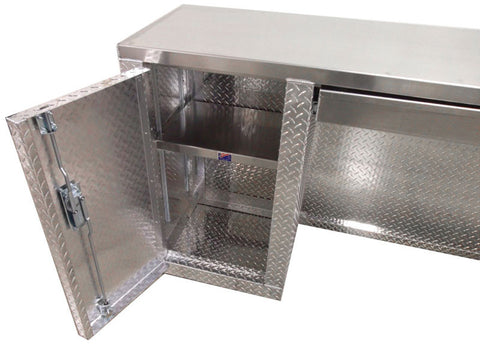 Garage Cabinet - 8 foot - with Drawer - Deluxe - Diamond Plate Aluminum