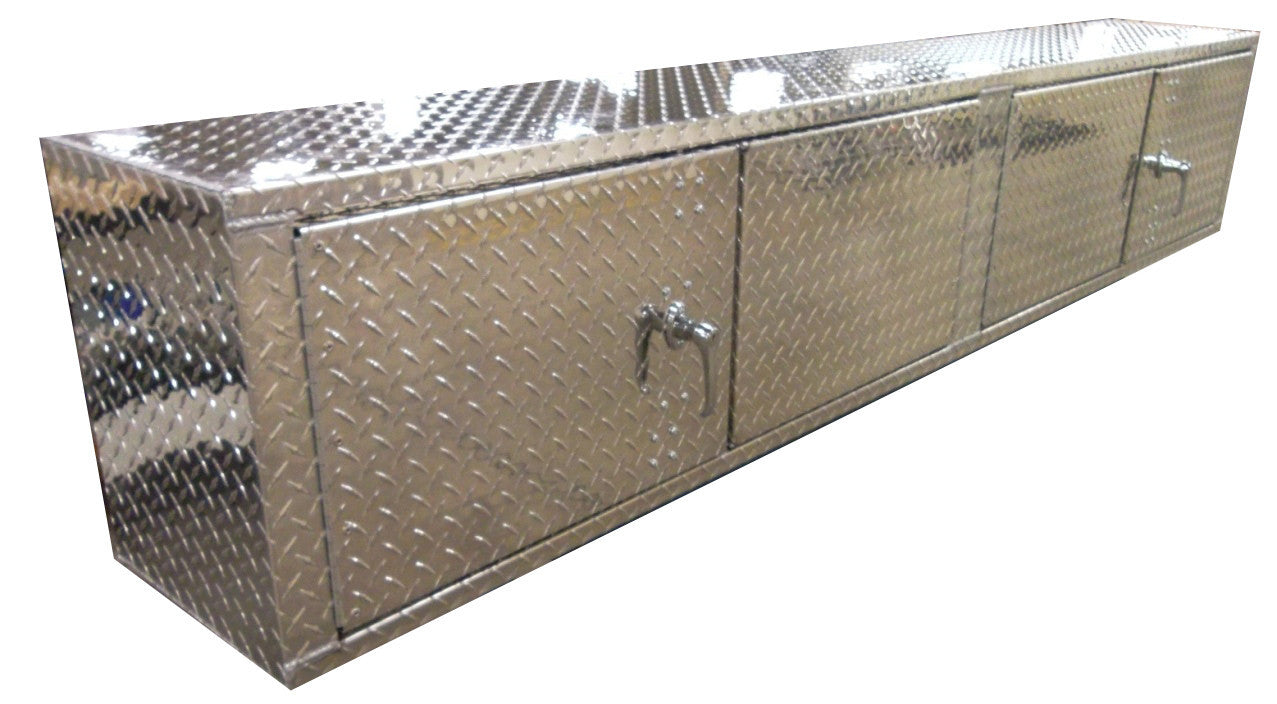 Overhead Garage Cabinet - 8 Foot - Deluxe - Diamond Plate Aluminum