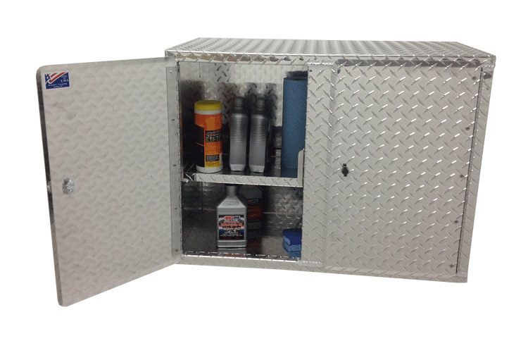 Overhead Garage Cabinet - 48 Inch - Diamond Plate Aluminum