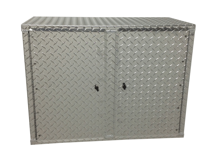 Overhead Garage Cabinet - 32 Inch - Diamond Plate Aluminum
