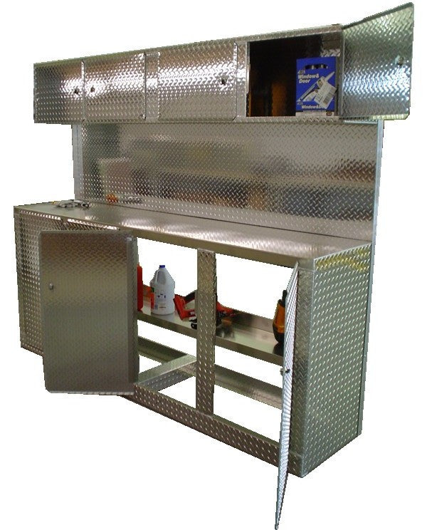 Garage Cabinet Combo, 8 Foot Base Cabinet with Overhead Cabinet