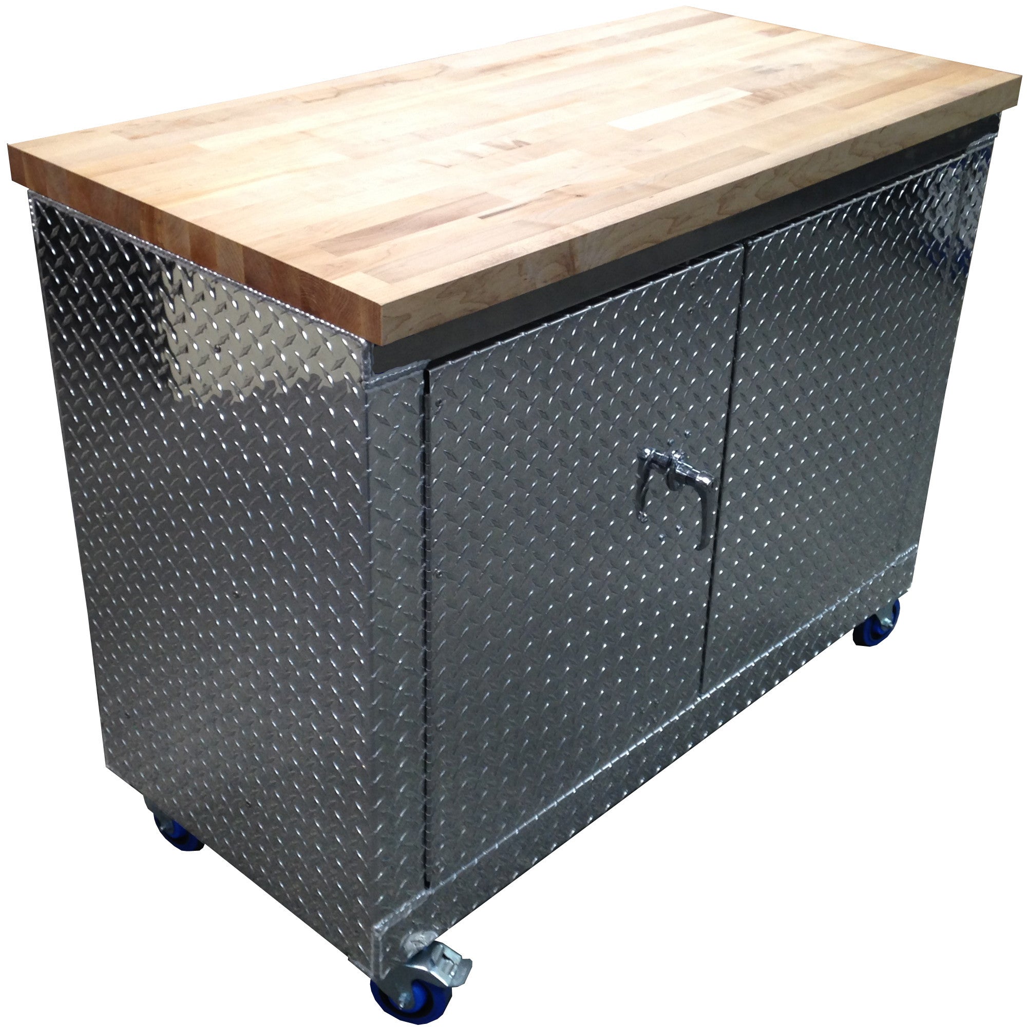 Rolling Garage Workbench - Storage Cabinet - 4 Ft - Diamond Plate Aluminum