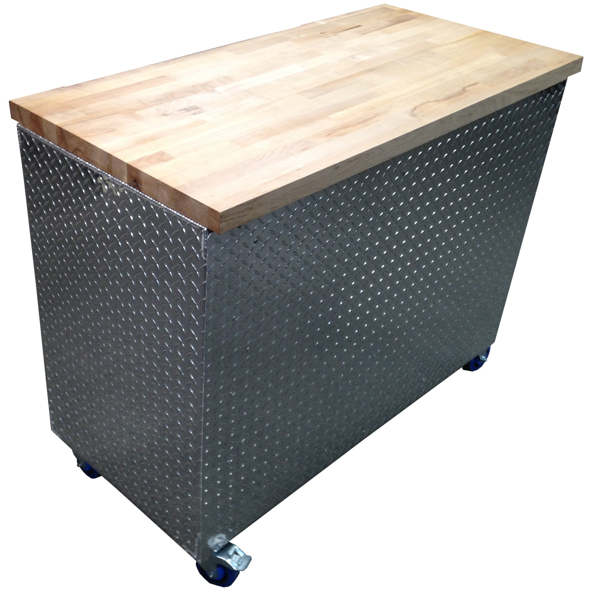 Rolling Garage Workbench - Storage Cabinet - 4 Ft - Diamond Plate Aluminum