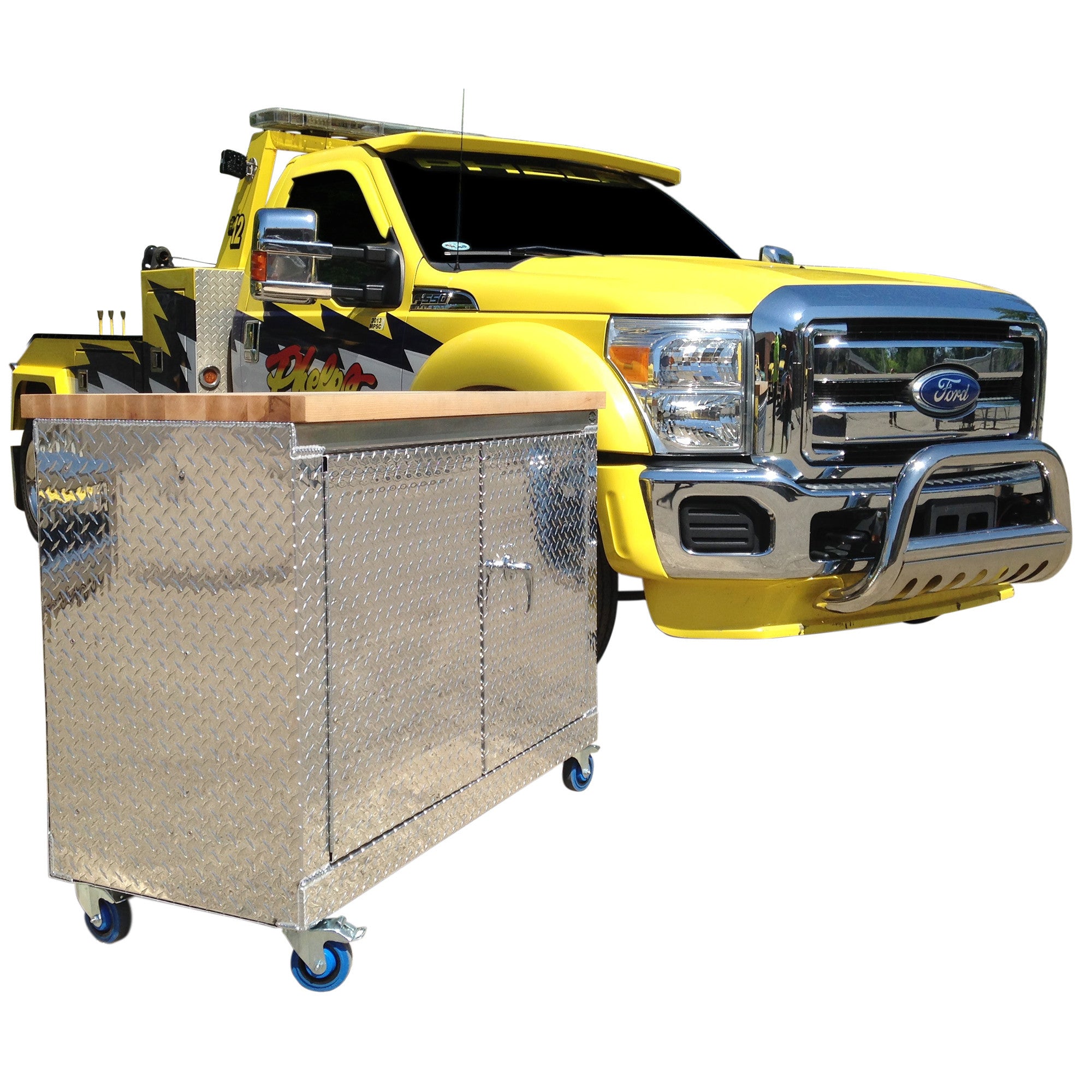 Rolling Garage Workbench - Storage Cabinet - 4 Ft - Diamond Plate Aluminum